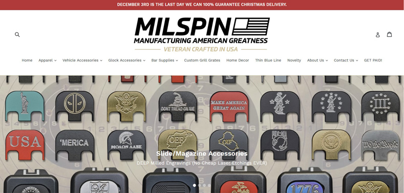 Screen shot of Milspin website